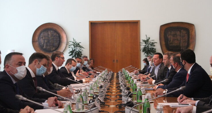 Az államvezetők megbeszélése (Fotó: Beta)
