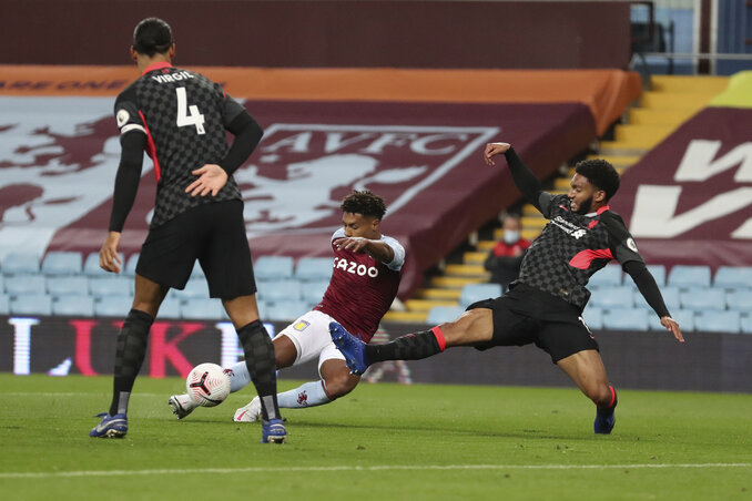 Padlóra került a Liverpool az Aston Villa ellen (Fotó: Beta/AP)