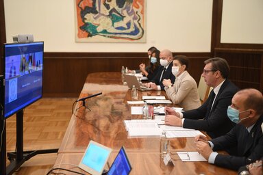 A megállapodást három ország vezetője kötötte meg online konferencia keretében (Fotó: Beta)