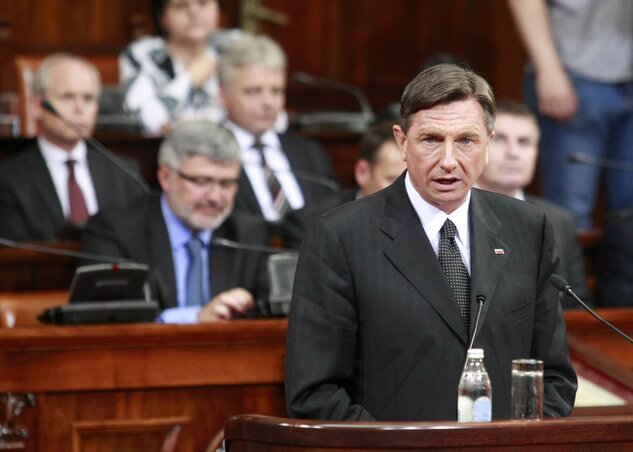 Borut Pahor szlovén államfő a Szerbiai Képviselőházban (Fotó: Beta)