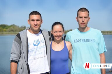 A búvárok, Nenad Pavković, Milina Petrović és Branko Petrović Topolyán (Lakatos János felvétele)