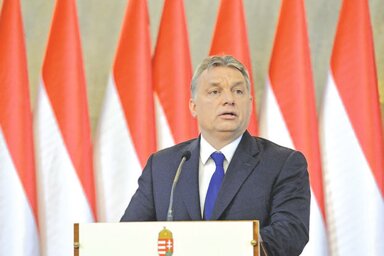 Orbán Viktor a sajtótájékoztatón (Fotó: MTI)
