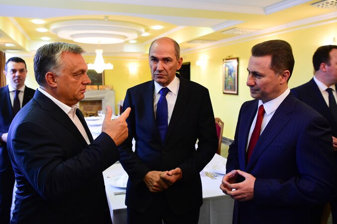 Orbán Viktor, Janez Janša és Nikola Gruevszki (Fotó: MTI)