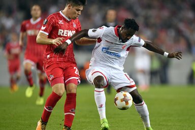 Richmond Boakye (jobbról) gólja döntött Kölnben (Fotó: Beta/AP)