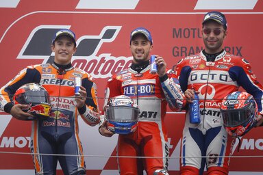A Moto GP Japán Nagydíjának dobogósai (Fotó: Beta/AP)