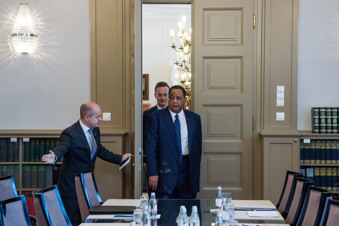 Szijjártó Péter fogadta a szudáni külügyminisztert (MTI Fotó: Balogh Zoltán)