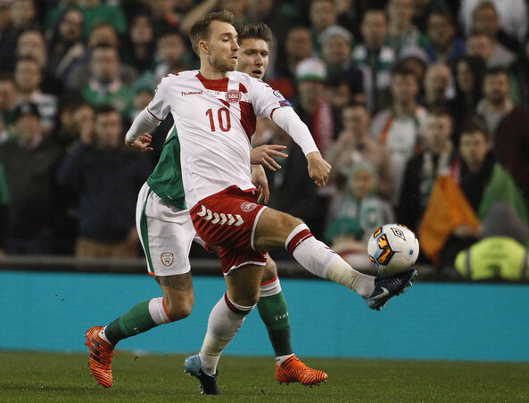 Christian Eriksen a világbajnokságra lőtte Dániát (Fotó: Beta/AP)