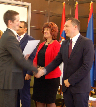 (Balról jobbra) Dr. Tarján László, dr. Zoran Milošević, dr. Dušica Rakić és dr. Halasi Szabolcs