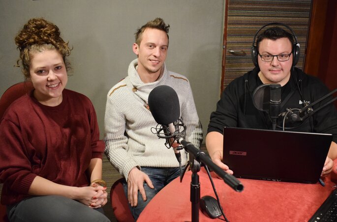 Lőrinc Tímea, Rutonić Róbert és Máriás Endre a stúdióban