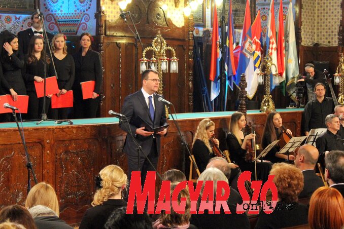Igor Mirović a Szabadkán megtartott díszülésen (Benedek Miklós felvétele)
