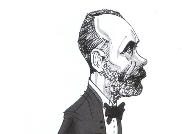 Léphaft Pál karikatúrája Lauka Gusztávról Léphaft Pál karikatúrája Lauka Gusztávról