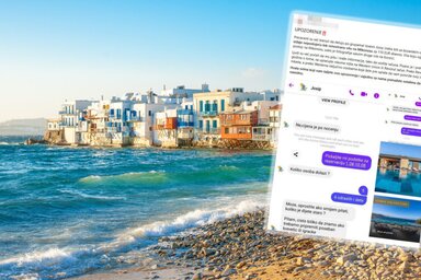 View of the famous pictorial Little Venice bay of Mykonos town in Mykonos island in Greece
