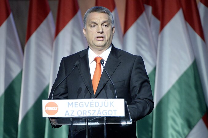 Orbán Viktor miniszterelnök, a Fidesz elnöke beszédet mond a párt XXVI., tisztújító kongresszusán (Fotó: MTI)
