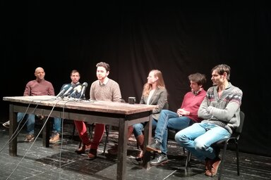 Mikes Imre Elek, Andrej Boka, Oláh Tamás, Béres Márta, Vladimir Grbić és Mészáros Gábor a sajtótájékoztatón