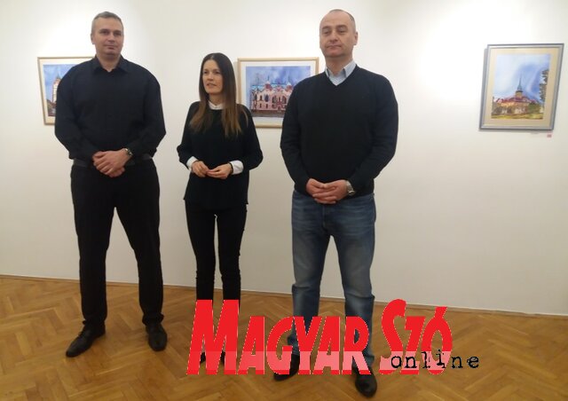 Ilija Đukanović, Nela Tonković és Nenad Ivanišević a kiállításmegnyitón (Fotó: Paszterkó Erika)