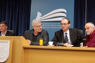 Goran Ibrajter, Venczel Valentin, Ivan Francuski és Zoran Hadži Lazin a sajtótájékoztatón