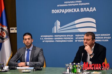 Vanja Udovičić, a szervezőbizottság elnöke és Igor Mirović tartományi kormányfő, a szervezőbizottság egyik társelnöke (Dávid Csilla felvétele)