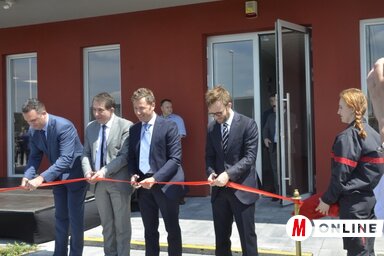 Az ünnepélyes megnyitón: Ognjen Bjelić, Dragi Vučković, Aldo Caminada és Matthias Claivaz (Fotó: Paszterkó Erika)