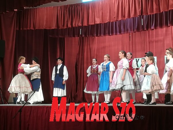 Az adai Kopogtató néptánccsoport rábaközi táncaival vette kezdetét a seregszemle (Fehér Rózsa felvétele)