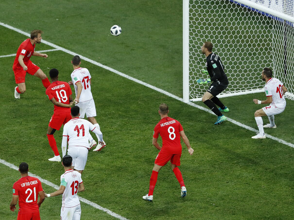 Kane fejese az utolsó pillanatokban pecsételte meg a tunéziaiak sorsát (Fotó: Beta/AP)