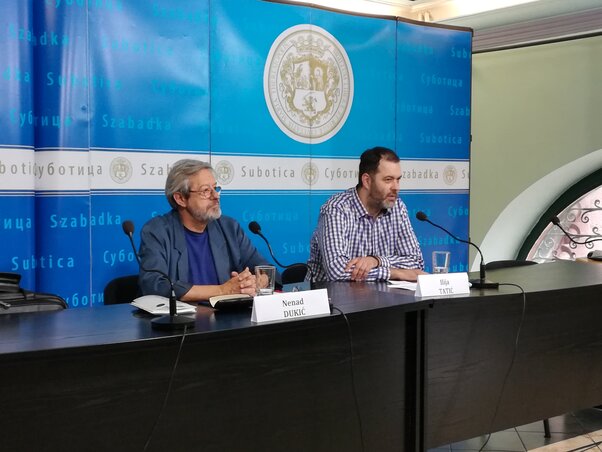 Nenad Dukić és Ilija Tatić a palicsi filmfesztivál sajtótájékoztatóján