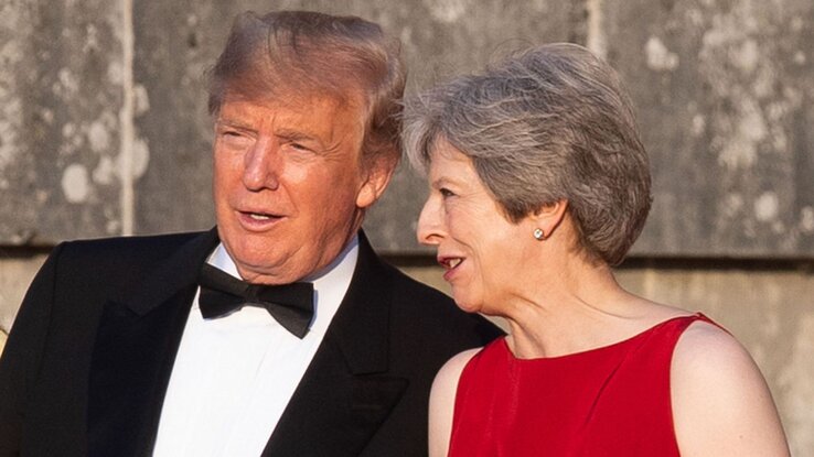 Donald Trump amerikai elnök és Theresa May brit miniszterelnök (Forrás: news.sky.com)