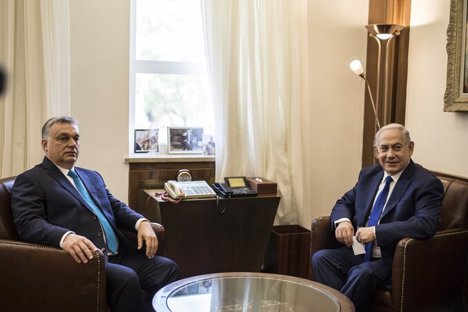 Orbán Viktor magyar miniszterelnök és Benjámin Netanjahu izraeli miniszterelnök négyszemközti megbeszélést folytat Jeruzsálemben (MTI Fotó: Miniszterelnöki Sajtóiroda/Szecsődi Balázs)