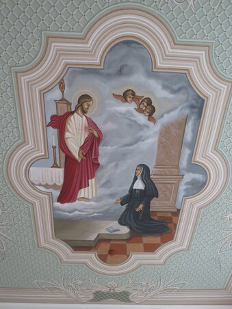 Az Úr Jézus és Alacoque Szent Margit a freskón (Fotó: Foto Video Studio Dobai/Csincsik Zsolt)