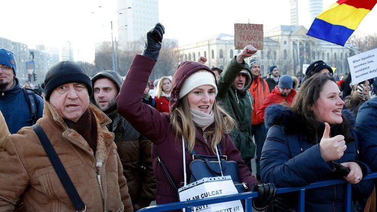Hasonló indíttatásból már volt tüntetés Romániában, a felvétel februárban készült (fotó: MTI/EPA)