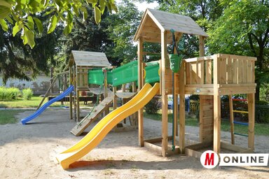 Az új, korszerű játszótér a központi oviban (Lakatos János felvétele)