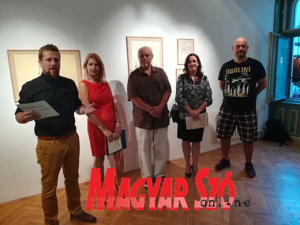 Blaskó Árpád, Miroslava Babić, Dömötör Gábor, Silling Léda és Željko Vukelić a kiállításmegnyitón (Fotó: Lukács Melinda)