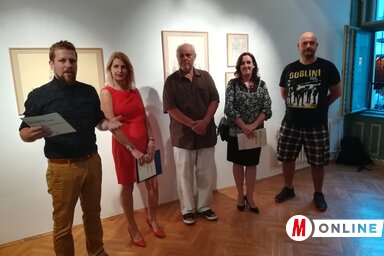 Blaskó Árpád, Miroslava Babić, Dömötör Gábor, Silling Léda és Željko Vukelić a kiállításmegnyitón (Fotó: Lukács Melinda)