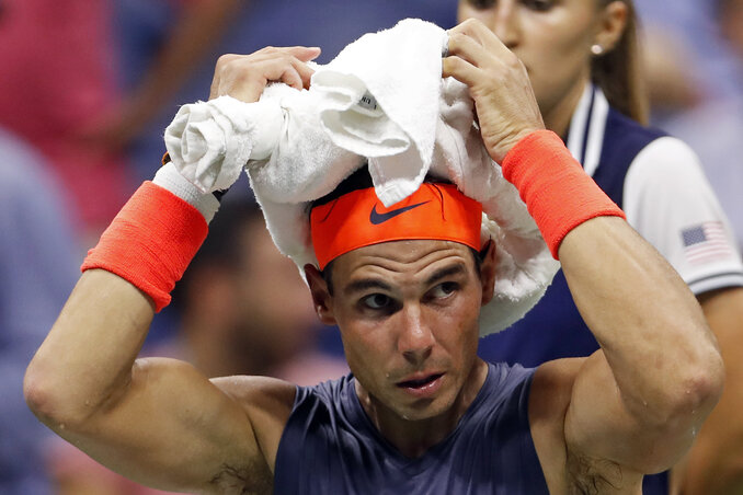 Nadalnak ezen a meccsen is főtt a feje Thiem ellen (Fotó: Beta/AP)