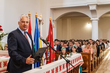 Semjén Zsolt szól az egybegyűltekhez (fotó: MTI)