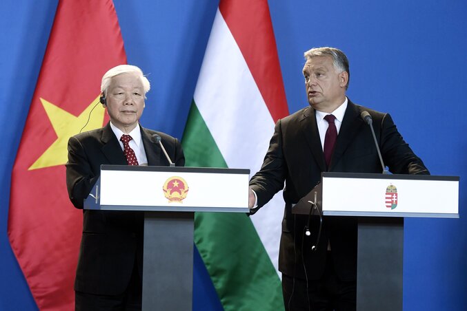 Nguyen Phu Trong és Orbán Viktor (fotó: MTI) Nguyen Phu Trong és Orbán Viktor (fotó: MTI)