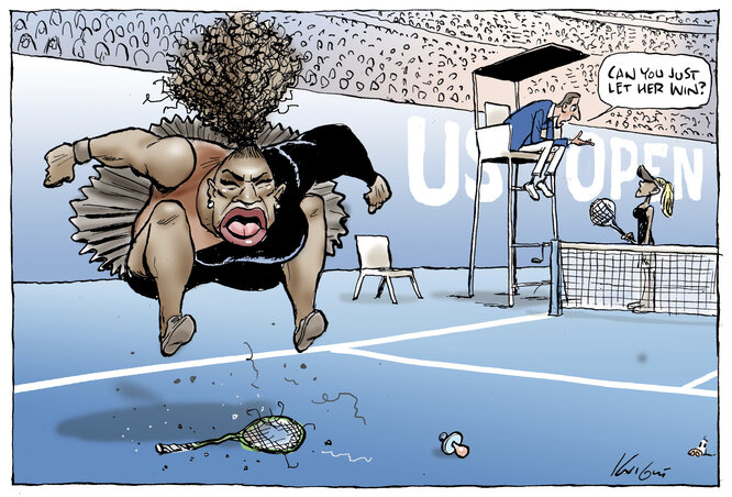 Serena a Herald Sunban megjelent karikatúrán is kiakadt (Fotó: Beta/AP) Serena a Herald Sunban megjelent karikatúrán is kiakadt (Fotó: Beta/AP)