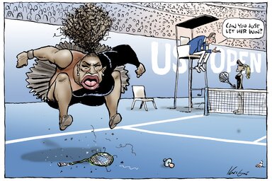 Serena a Herald Sunban megjelent karikatúrán is kiakadt (Fotó: Beta/AP)