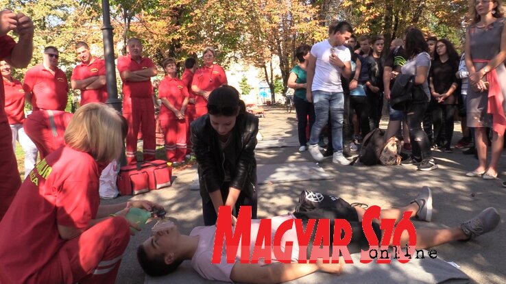 A bemutató során a szakemberek a gyerekeket is bevonták a gyakorlatokba (Puskás Károly felvétele)