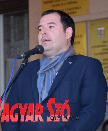 Fejsztámer Róbert magyarkanizsai polgármester is köszöntötte a jelenlevőket (Fotó: Puskás Károly)