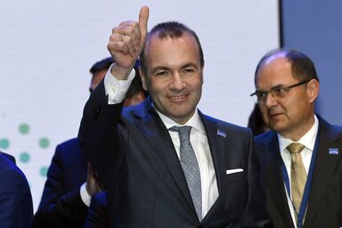Manfred Weber az Európai Néppárt csúcsjelöltjeként már taktikázik (fotó: Lehtikuva via AP/Beta)