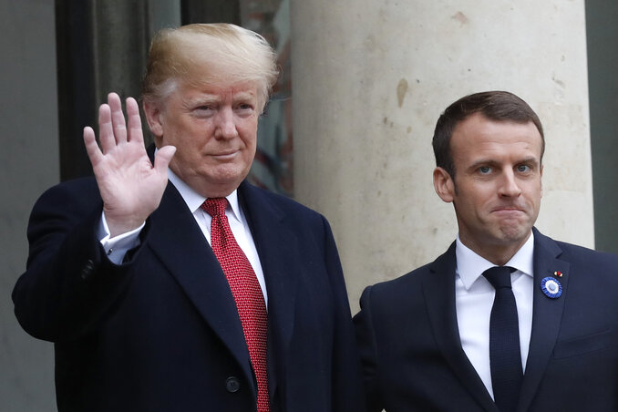 Donald Trump amerikai elnök és Emmanuel Macron francia államfő (Fotó: Beta/AP)
