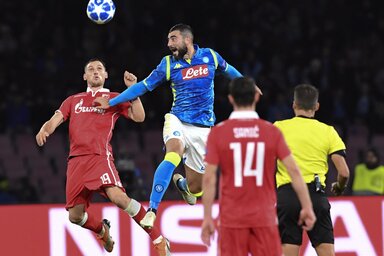 Pillanatkép a Napoli–Zvezda meccsről (Fotó: Beta/AP)