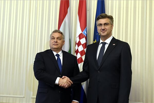Orbán Viktor magyar és Andrej Plenković horvát miniszterelnök Zágrábban (Fotó: MTI)