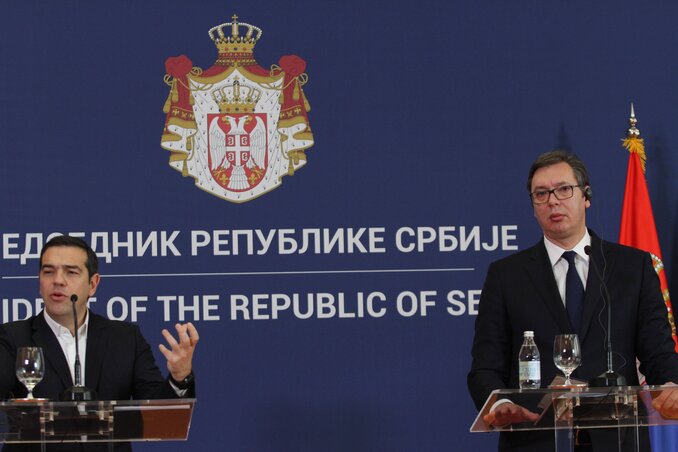 Alekszisz Ciprasz és Aleksandar Vučić (Fotó: Beta)