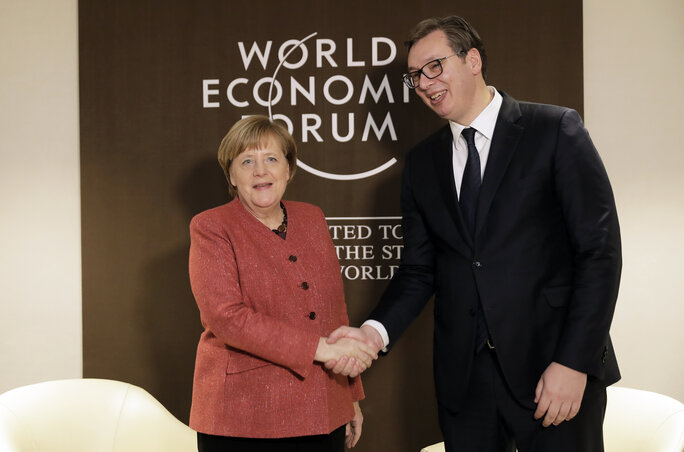 Angela Merkel és Aleksandar Vučić (Fotó: Beta/AP)