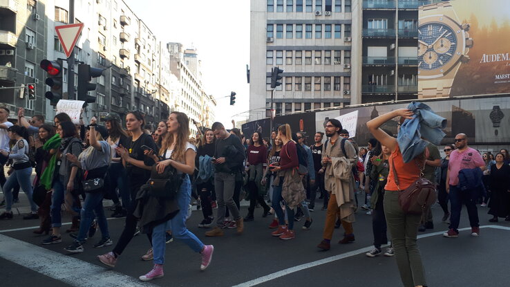 Az igazságot Pavleért tüntetők ma Belgrádban (Fotó: Beta)