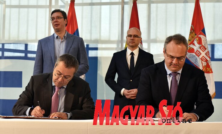 Vincent Fagard, Željko Sertić és Aleksandar Vučić és Miloš Vučević (Fotó: Ótos András)