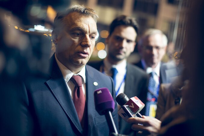 Orbán Viktor nyilatkozik a csúcstalálkozót követően (Fotó: MTI)