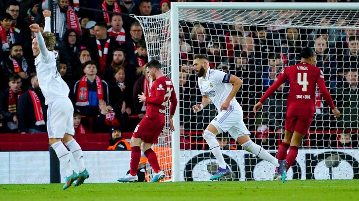Benzema két találata tette igazán megalázóvá a Liverpool vereségét (Fotó: Getty Images)