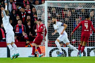 Benzema két találata tette igazán megalázóvá a Liverpool vereségét (Fotó: Getty Images)